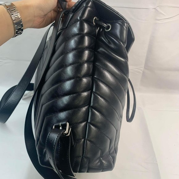Saint Laurent Calfskin Y Quilted Monogram Medium Loulou Backpack Asphalt - Picture 4 of 16